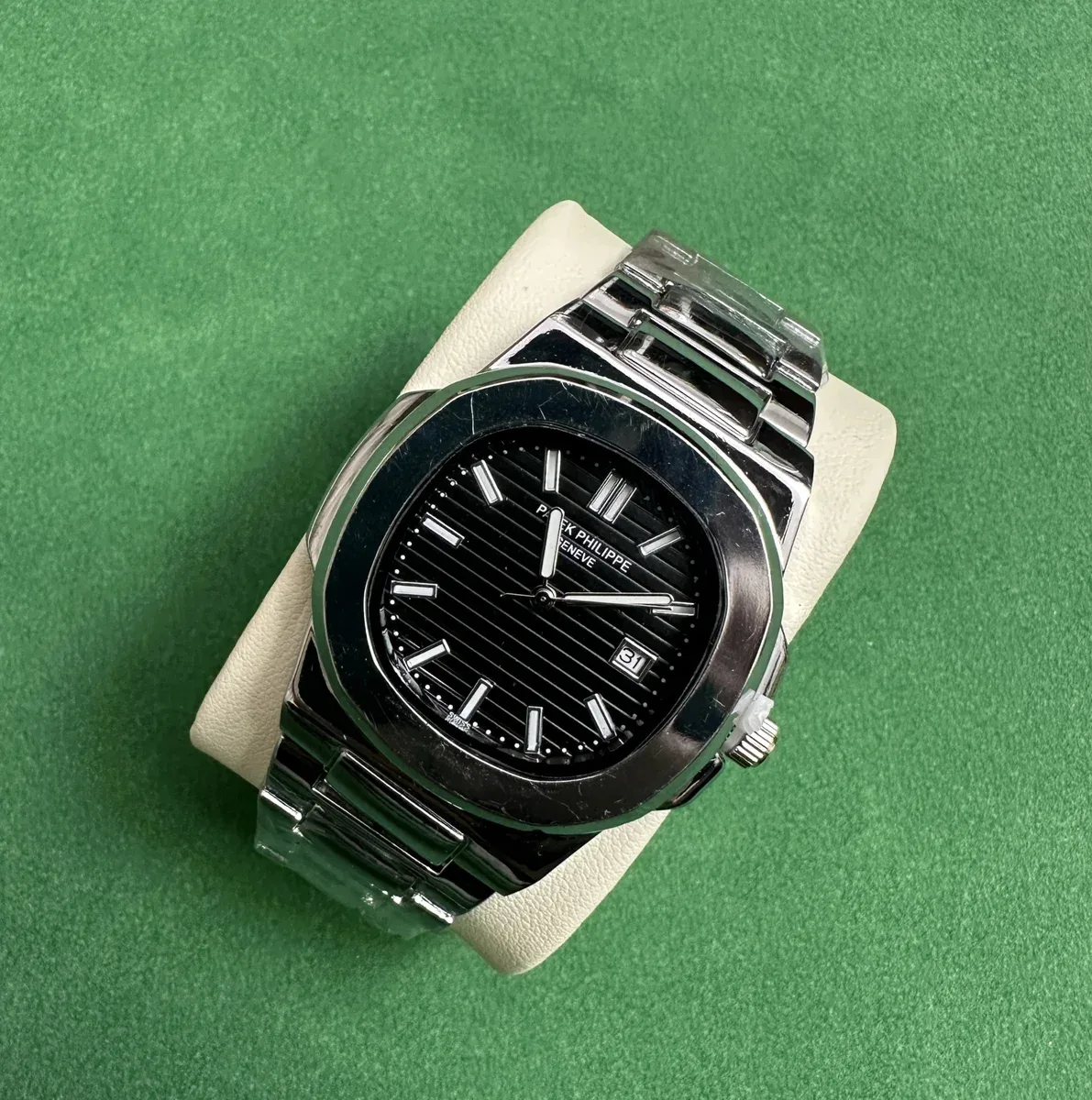 Patek Philippe Nautilus Black Dial Stainless Steel Watch