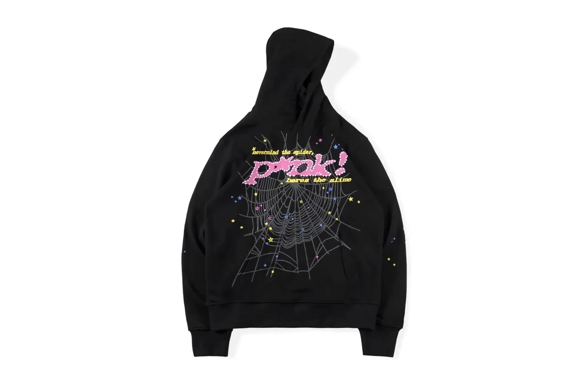 Black Spider Web Print Hoodie