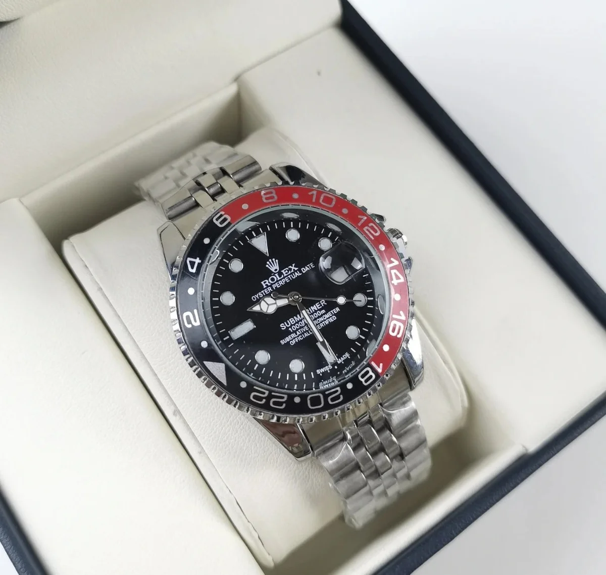 Rolex Submariner Black Red Bezel Stainless Steel Watch