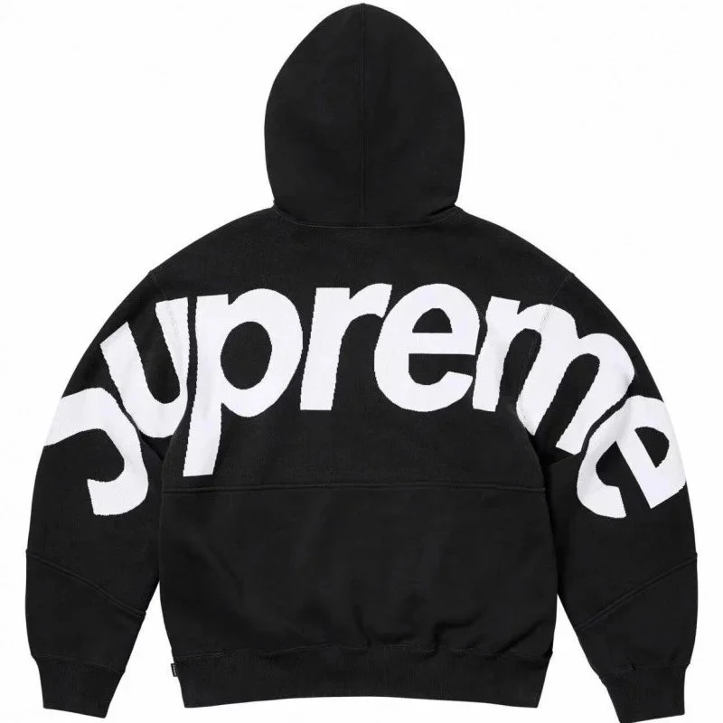 Supreme Hoodie Black White Logo Graphic