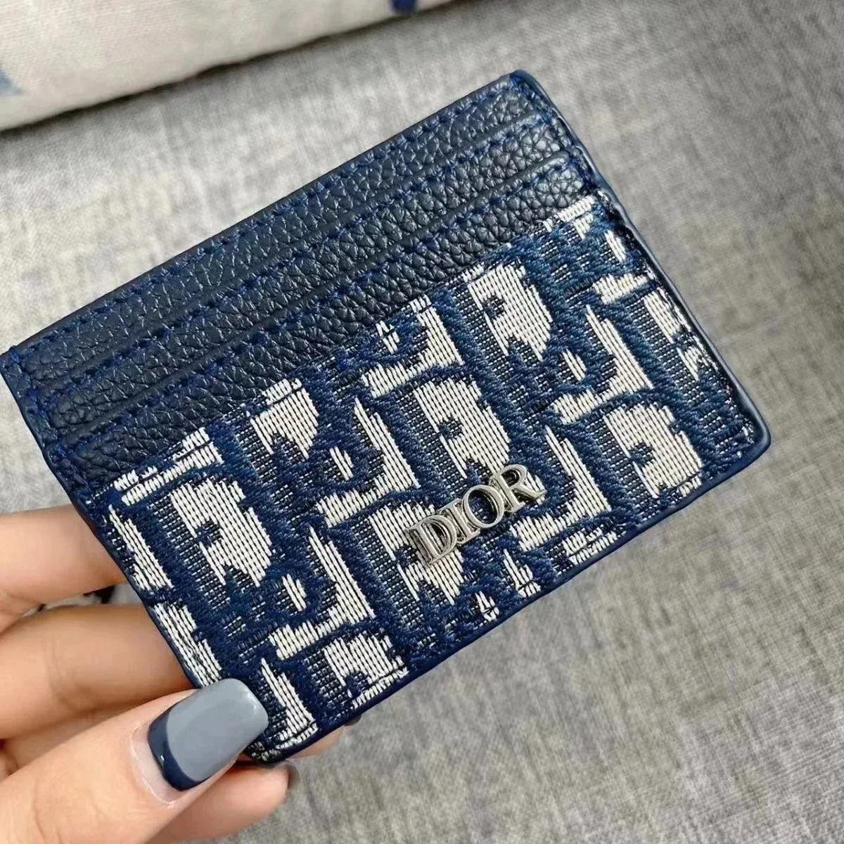 Dior Oblique Card Holder Navy Blue