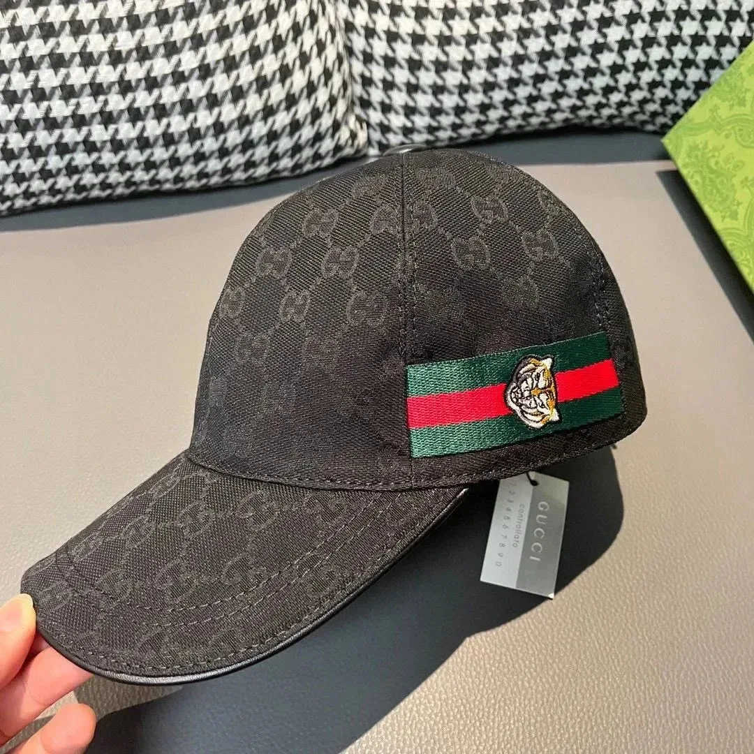 Gucci GG Supreme Tiger Cap Black Headwear