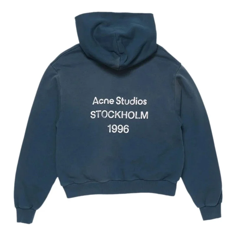 Acne Studios Face Hoodie Deep Blue Acne Studios Stockholm 1996