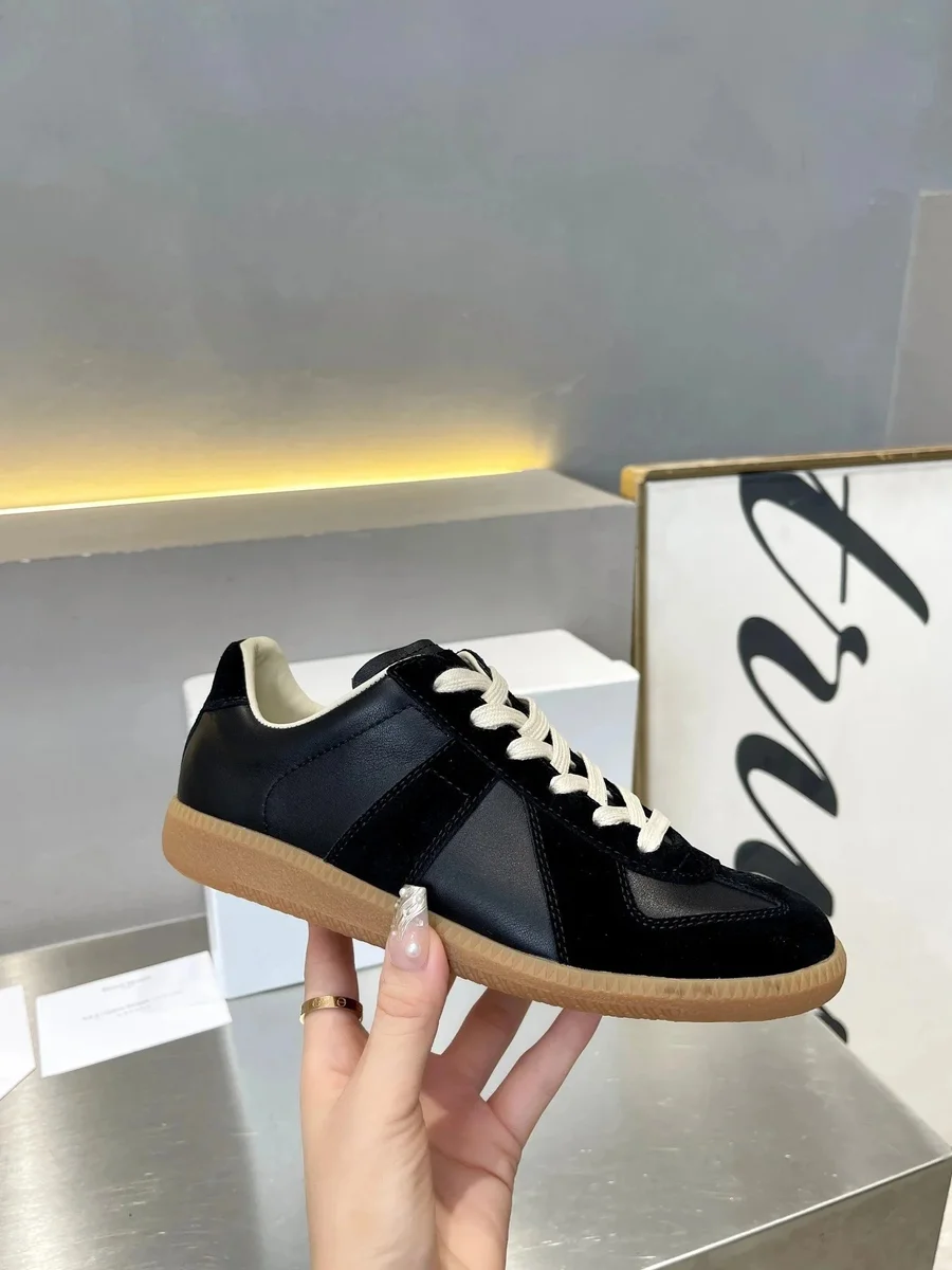 Maison Margiela Replica Black Leather Sneakers