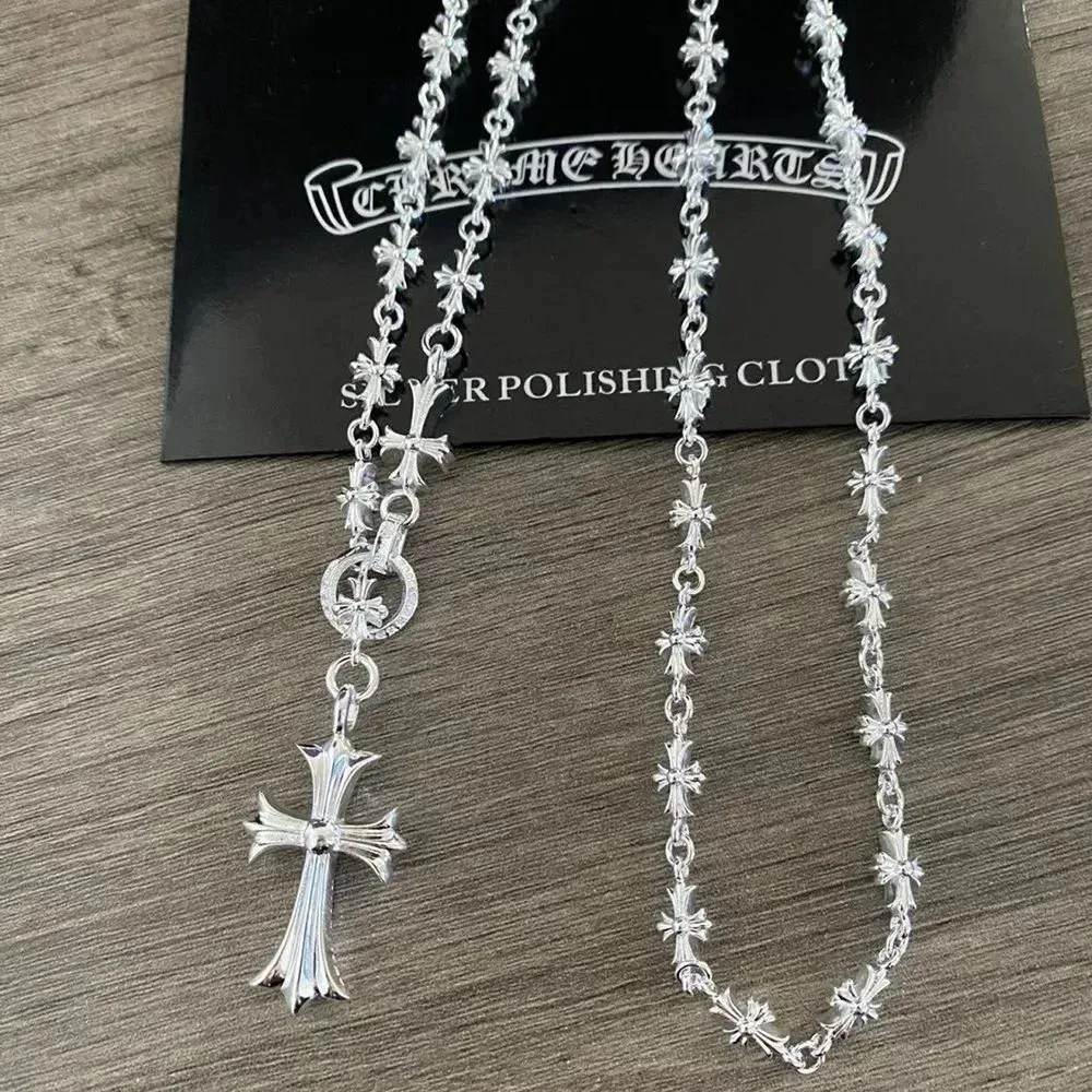 Chrome Hearts Cemetery Cross Silver Necklace