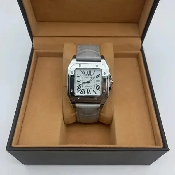 Cartier Santos Automatic Watch Silver Grey