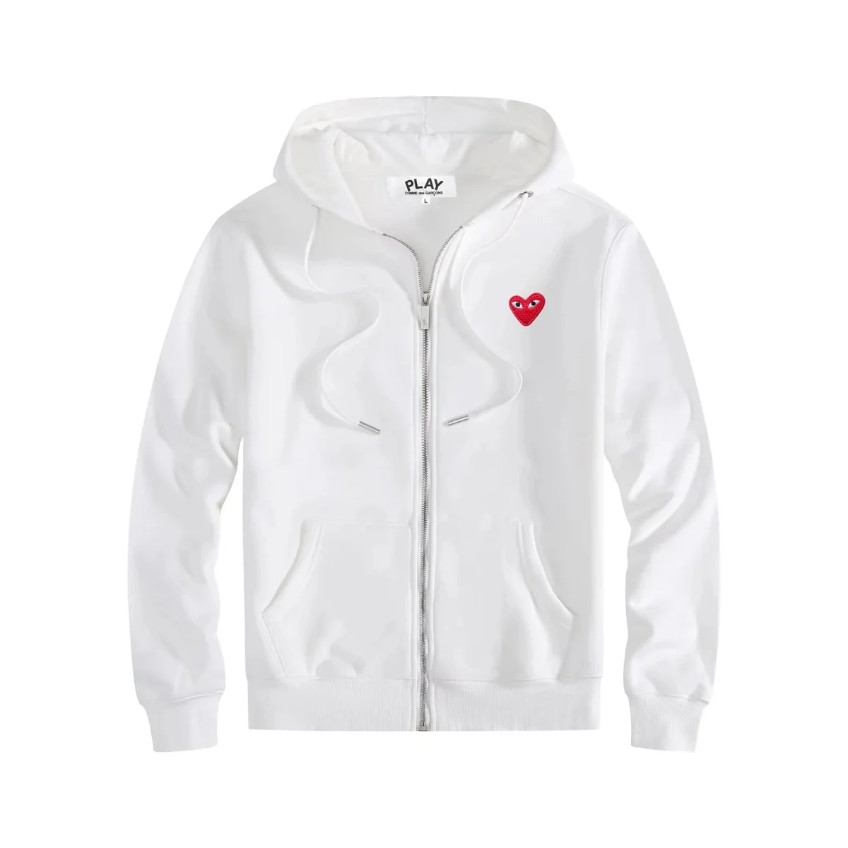 Comme des Garçons Play Zip-Up Hoodie White Heart Logo